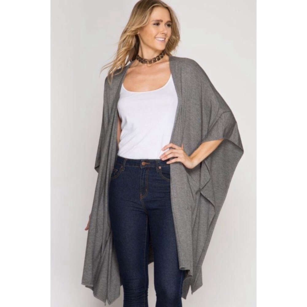 She and Sky • Versatile Gray Cape Cardigan
